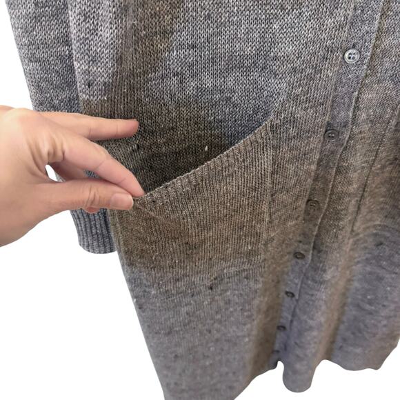 Eileen Fisher 100% Organic Linen Button Down Cardigan Duster Gray Size XS - Picture 5 of 9
